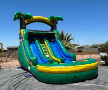 Load image into Gallery viewer, 16' Green Jungle  Dual Lane waterslide