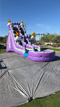 Load image into Gallery viewer, ‼️NEW‼️  20’ Purple Lightning  Inflatable Single lane Water Slide Rental - With Pool