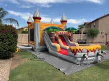 Load image into Gallery viewer, T-REX BOUNCE HOUSE DUAL LANE COMBO RENTAL WITH SLIDE WET or DRY