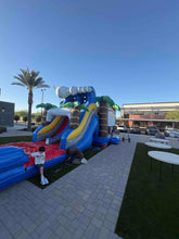 Load image into Gallery viewer, MEGA SHARK XL DUAL LANE COMBO RENTAL WITH SLIDE  WET or DRY