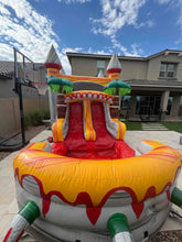 Load image into Gallery viewer, T-REX BOUNCE HOUSE DUAL LANE COMBO RENTAL WITH SLIDE WET or DRY