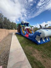 Load image into Gallery viewer, MEGA SHARK XL DUAL LANE COMBO RENTAL WITH SLIDE  WET or DRY