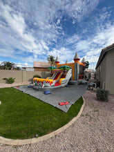 Load image into Gallery viewer, T-REX BOUNCE HOUSE DUAL LANE COMBO RENTAL WITH SLIDE WET or DRY