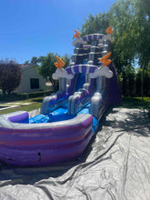 Load image into Gallery viewer, ‼️NEW‼️  20’ Purple Lightning  Inflatable Single lane Water Slide Rental - With Pool