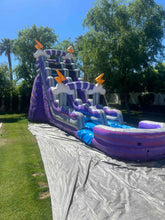 Load image into Gallery viewer, ‼️NEW‼️  20’ Purple Lightning  Inflatable Single lane Water Slide Rental - With Pool