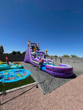 Load image into Gallery viewer, ‼️NEW‼️  20’ Purple Lightning  Inflatable Single lane Water Slide Rental - With Pool