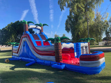 Load image into Gallery viewer, 80' Oasis Wrap Around Dual Lane Obstacle course with Water Slide Wet/Dry