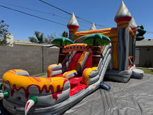 Load image into Gallery viewer, T-REX BOUNCE HOUSE DUAL LANE COMBO RENTAL WITH SLIDE WET or DRY