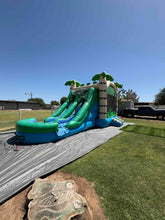 Load image into Gallery viewer, TROPICAL XL DUAL LANE BOUNCE HOUSE COMBO RENTAL WITH SLIDE.   WET or DRY