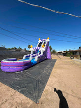 Load image into Gallery viewer, ‼️NEW‼️  20’ Purple Lightning  Inflatable Single lane Water Slide Rental - With Pool