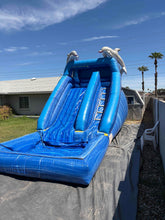 Load image into Gallery viewer, 14' DOLPHIN SPLASH INFLATABLE WATER SLIDE RENTAL