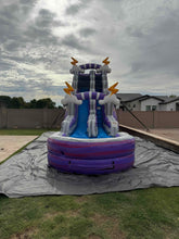 Load image into Gallery viewer, ‼️NEW‼️  20’ Purple Lightning  Inflatable Single lane Water Slide Rental - With Pool