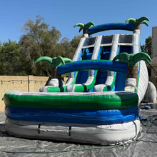 Load image into Gallery viewer, 18' Aloha Splash Center Climb Dual Lane Water Slide With Pool