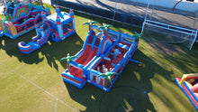 Load image into Gallery viewer, 80' Oasis Wrap Around Dual Lane Obstacle course with Water Slide Wet/Dry