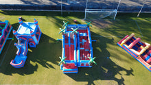 Load image into Gallery viewer, 80' Oasis Wrap Around Dual Lane Obstacle course with Water Slide Wet/Dry