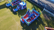 Load image into Gallery viewer, 80' Oasis Wrap Around Dual Lane Obstacle course with Water Slide Wet/Dry