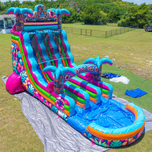 Load image into Gallery viewer, ‼️NEW‼️ 18' Tiki Splash Dual Lane Center Climb Water Slide