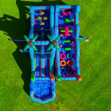 Load image into Gallery viewer, ‼️NEW‼️ 70' Electric Tropics Modular Obstacle Course Wet/ Dry with Water Slide!