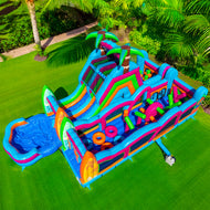 ‼️NEW‼️ 70' Electric Tropics Modular Obstacle Course Wet/ Dry with Water Slide!