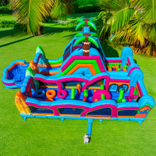 Load image into Gallery viewer, ‼️NEW‼️ 70' Electric Tropics Modular Obstacle Course Wet/ Dry with Water Slide!