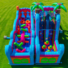 Load image into Gallery viewer, ‼️NEW‼️ 70' Electric Tropics Modular Obstacle Course Wet/ Dry with Water Slide!