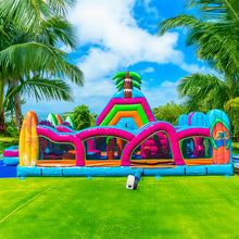 Load image into Gallery viewer, ‼️NEW‼️ 70' Electric Tropics Modular Obstacle Course Wet/ Dry with Water Slide!
