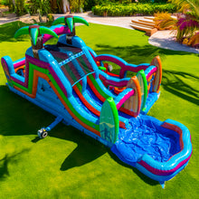Load image into Gallery viewer, ‼️NEW‼️ 70' Electric Tropics Modular Obstacle Course Wet/ Dry with Water Slide!