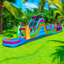 Load image into Gallery viewer, ‼️NEW‼️ 70' Electric Tropics Modular Obstacle Course Wet/ Dry with Water Slide!