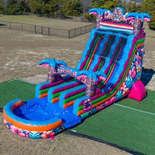 Load image into Gallery viewer, 20' Tiki Splash Dual Lane Center Climb Water Slide