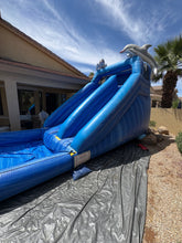 Load image into Gallery viewer, 14' DOLPHIN SPLASH INFLATABLE WATER SLIDE RENTAL