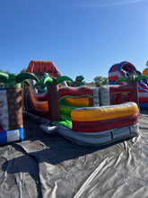 Load image into Gallery viewer, 80' Jurassic Wrap Around Dual Lane Obstacle course with Water Slide Wet/Dry