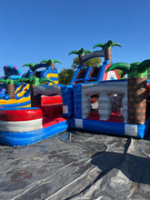 Load image into Gallery viewer, 80' Oasis Wrap Around Dual Lane Obstacle course with Water Slide Wet/Dry