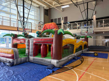 Load image into Gallery viewer, 80' Jurassic Wrap Around Dual Lane Obstacle course with Water Slide Wet/Dry