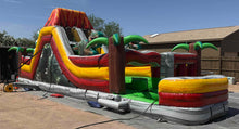 Load image into Gallery viewer, 80' Jurassic Wrap Around Dual Lane Obstacle course with Water Slide Wet/Dry