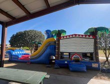 Load image into Gallery viewer, MEGA SHARK XL DUAL LANE COMBO RENTAL WITH SLIDE  WET or DRY