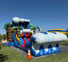 Load image into Gallery viewer, MEGA SHARK XL DUAL LANE COMBO RENTAL WITH SLIDE  WET or DRY