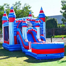 Load image into Gallery viewer, MEGA FLASH BOUNCE HOUSE COMBO RENTAL WITH SLIDE   WET/DRY