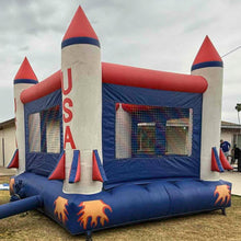 Load image into Gallery viewer, ROCKET SHIP BOUNCE HOUSE W/ BASKETBALL HOOP