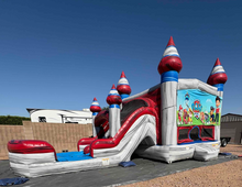 Load image into Gallery viewer, TITANIUM BOUNCE HOUSE DUAL LANE COMBO RENTAL WITH SLIDE   WET or DRY