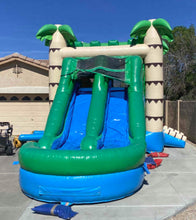 Load image into Gallery viewer, TROPICAL XL DUAL LANE BOUNCE HOUSE COMBO RENTAL WITH SLIDE.   WET or DRY