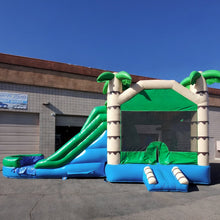 Load image into Gallery viewer, TROPICAL XL DUAL LANE BOUNCE HOUSE COMBO RENTAL WITH SLIDE.   WET or DRY