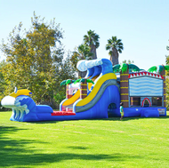 MEGA SHARK XL DUAL LANE COMBO RENTAL WITH SLIDE  WET or DRY