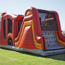 Load image into Gallery viewer, 30' SHADOW #7 INFLATABLE OBSTACLE COURSE WITH BASKETBALL AND CLIMBING RENTAL- Dry Only