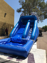 Load image into Gallery viewer, 14' DOLPHIN SPLASH INFLATABLE WATER SLIDE RENTAL