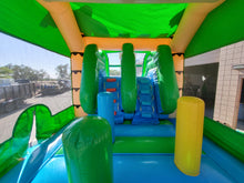Load image into Gallery viewer, TROPICAL XL DUAL LANE BOUNCE HOUSE COMBO RENTAL WITH SLIDE.   WET or DRY